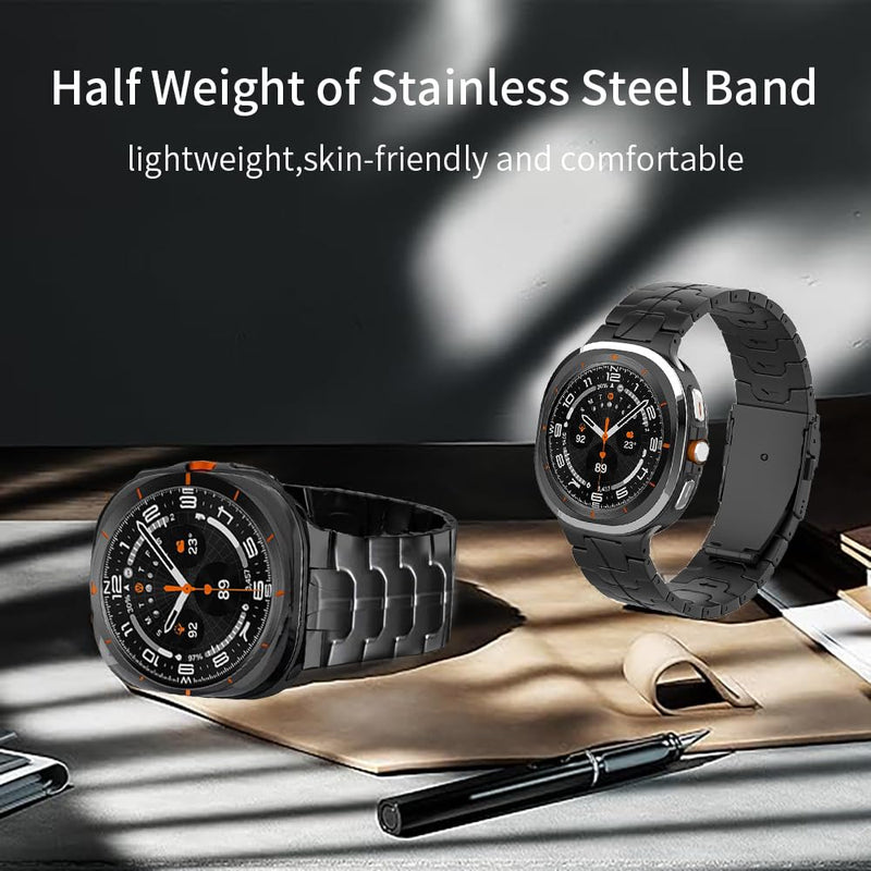 Titanium Band for Samsung Galaxy Watch Ultra 2 1 47mm (2026/2025/2024), No Gap Metal Watchband with Integrated Buckle Strap Replacement Accessory for Galaxy Watch Ultra 47mm grey