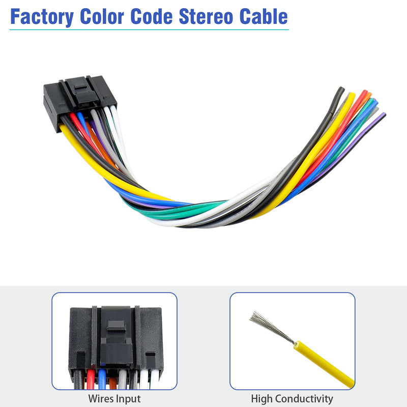 16Pin Radio Wire Harness Compatible with Kenwood ISO Stereo Wiring Harness Plug, Fit for KDC KRC Car Radio Adapter Non AMP