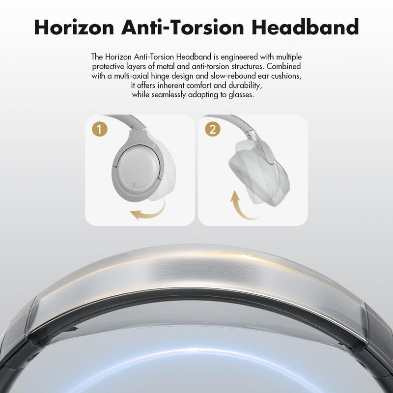 ROSESELSA Cambrian Noise Cancelling Headphones, LDAC Hi-Res ANC, Black | Hybrid ANC eliminates 99% ambient noise, 100H battery, ultra-low latency, Hi-Fi cable, multipoint connection, slow-rebound