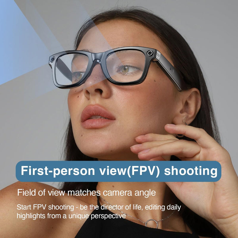 AI Smart Glasses With Camera,HD Photo & Video,Bluetooth Sunglasses Built-in Speakers,Wireless Music & Call Black