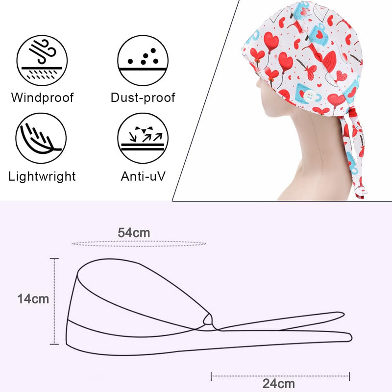 EAVUYIS 1 x surgical cap, fabric, surgical caps, women, robin hat, surgical cap, adjustable with button, work cap, cotton print, sick nurse cap, unisex dust cap
