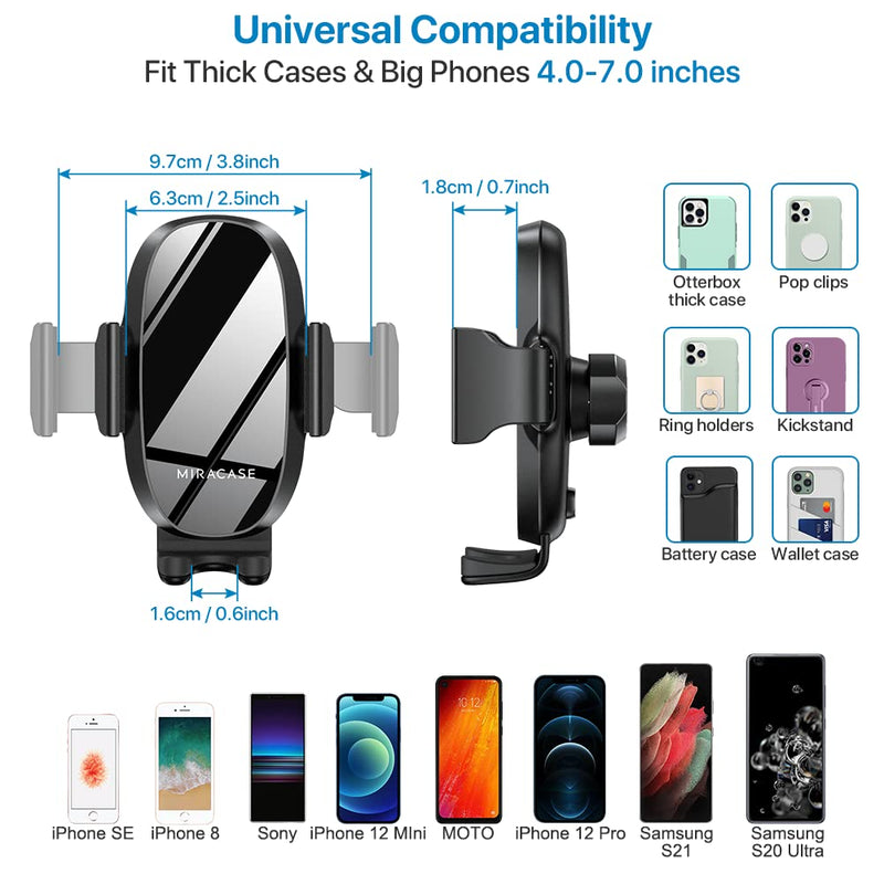 Miracase [Upgraded Version Cup Phone Holder for Car, Universal Adjustable Long Neck Car Phone Mount Cradle Friendly Compatible with iPhone Samsung Google and All 4.0-7.0 inches Smartphones Black