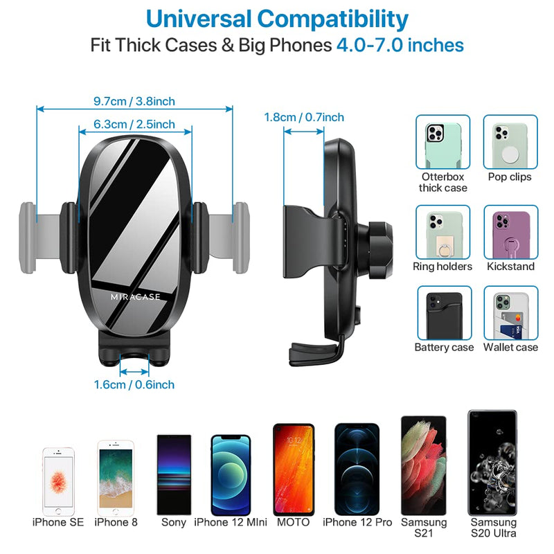 Miracase [Upgraded Version] Cup Phone Holder for Car, Universal Adjustable Long Neck Car Phone Mount Cradle Friendly Compatible with iPhone Samsung Google and All 4.0-7.0 inches Smartphones Black