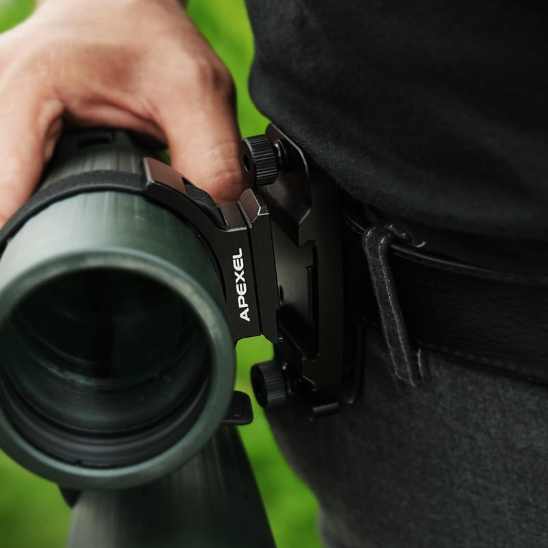 APEXEL Binoculars Backpack Clip with 38mm Quick Release Plate, Attaches to Straps and Belts, CNC Aluminum Binocular Carrying System with 1/4" Screw for Tripod, Binoculars Accessories Also for Cameras. Clip & Straps