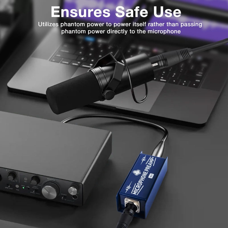 Mic Preamp FC-1 Microphone Gain Booster for Home Studios & Professional Recording | Compatible with Shure SM7B & Electro-Voice RE20 | Perfect for Podcasts, Live Sound & Studio Recording