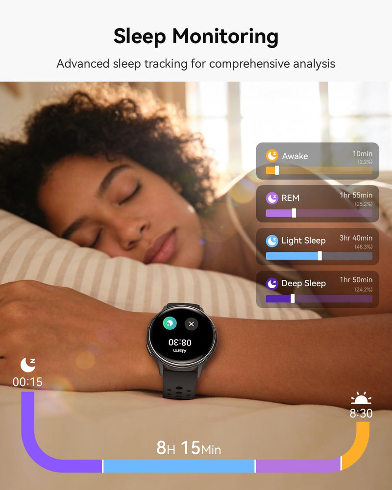 Smart Watch for Men Women: Bluetooth Calling Fitness Tracker with 1.27" Touchscreen, 24/7 Heart Rate/SpO2 Monitor, Sleep Tracker, 70+ Sports Modes, IP68 Waterproof Smartwatch for Android iOS Samsung Black