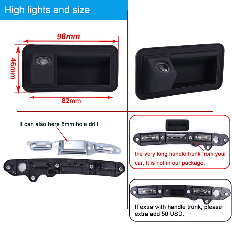 The New Kind Waterproof Night Vision HD Rear View Camera with Trunk Handle Switch Replacement for Golf Plus MK5 Jetta BJ III V Touran 1T GP 1T2 Passat 3C B6 Trunk Handle Camera