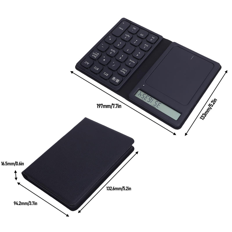 Focket 23 Keys Numeric Keypad, Wireless Number Pad with Touchpad Calculator 3 in 1 Foldable Ultra Thin Design PU Leather Case for Laptop Tablet PC OS X