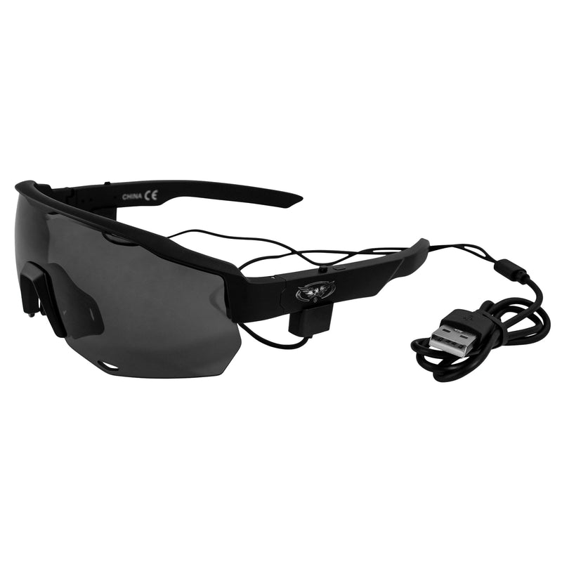 Global Vision Jam 1 Black Cycling Glasses Wireless Bluetooth Safety Glasses ANSI Z87.1 Hands-Free Calls & Music W/Hard Case Smoke