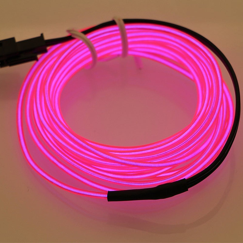 Searik LED Neon Light 16.4ft/5m, Portable Hot Pink EL Wire Glowing Rope Lights LED Strips String Light with Battery Controller for Halloween Decorations Party Favor Festival Car DIY Clothes Decor