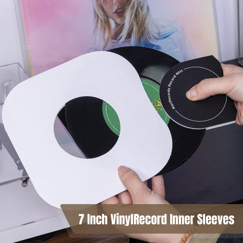 7 Inches Record Inner Sleeves, 40 Pack Acid-Free Paper Vinyl Record Inner Protective Sleeves for 7" EP Vinyl Records, White
