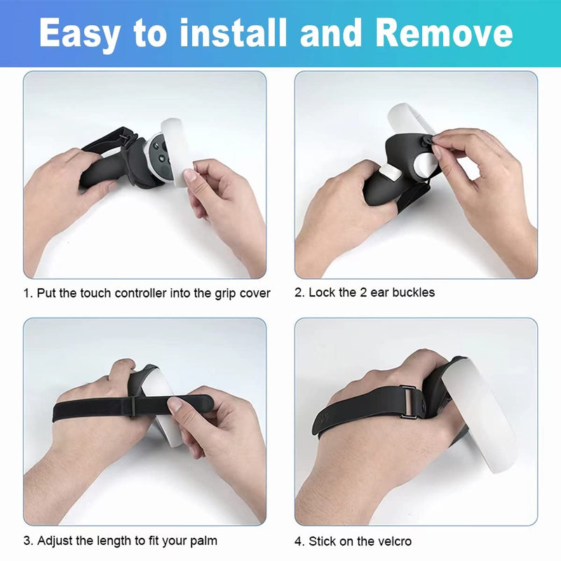 Controller Grip for Oculus Meta Quest 2 Accessories Grips Cover for VR Touch Controllers Covers Protector with Non-Slip Joystick Covers 1Pair Black