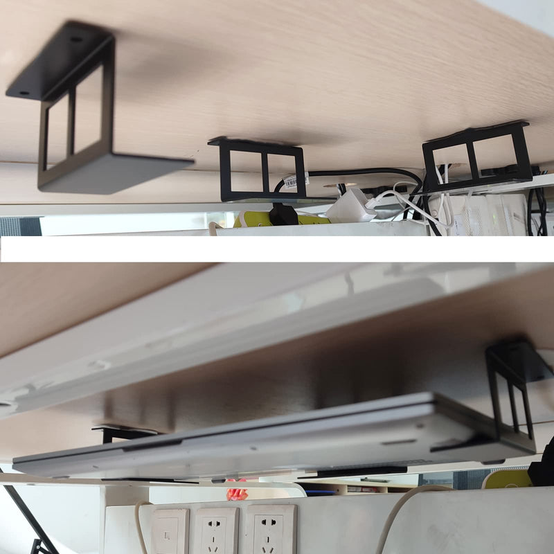 PIAOLGYI Under Desk Laptop Holder Mount with Screw,Bracket Devices Upto 2.7" Under Desk Mount for PS4,Xbox Series S,Xbox One S,Cable Box,Laptop & More（3 Pcs） 2.7"