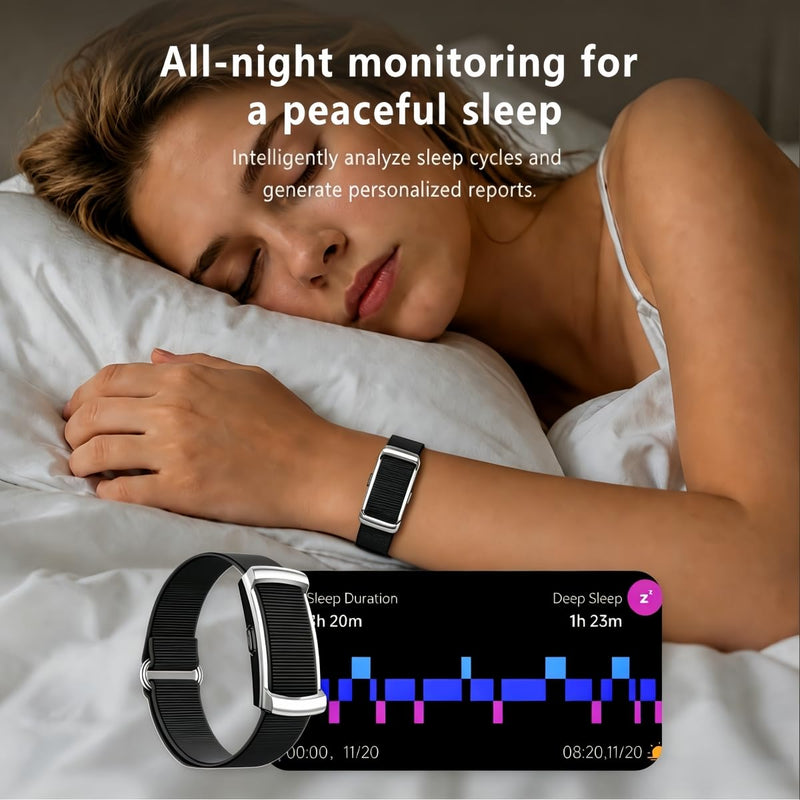 Smart Bracelet for Women Men, Screenless Activity Fitness Trackers, 24H Sleep Tracker, Group Share Smart Band with Free APP, 2 Strap.,