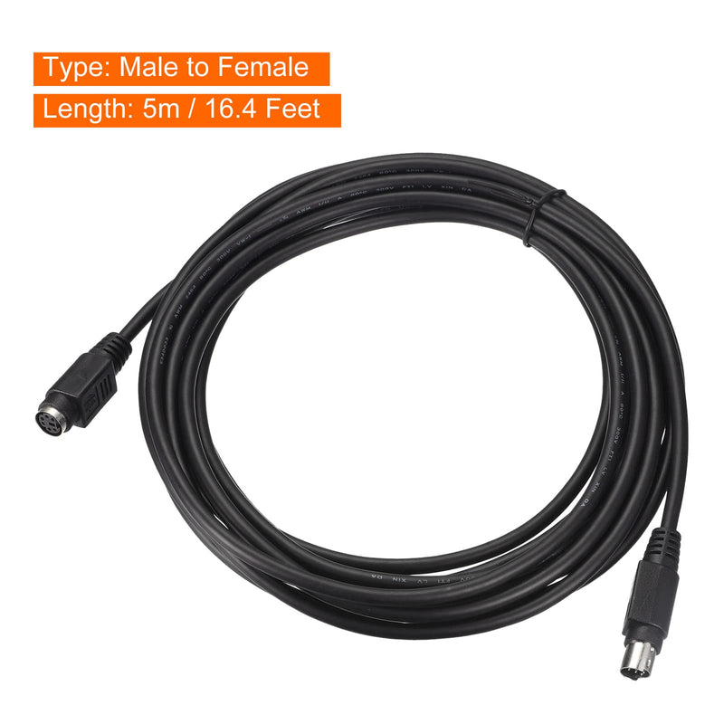 MECCANIXITY PS/2 Mouse and Keyboard Extension Cable 6 Pin 16.4 Feet Male to Female for PC Black