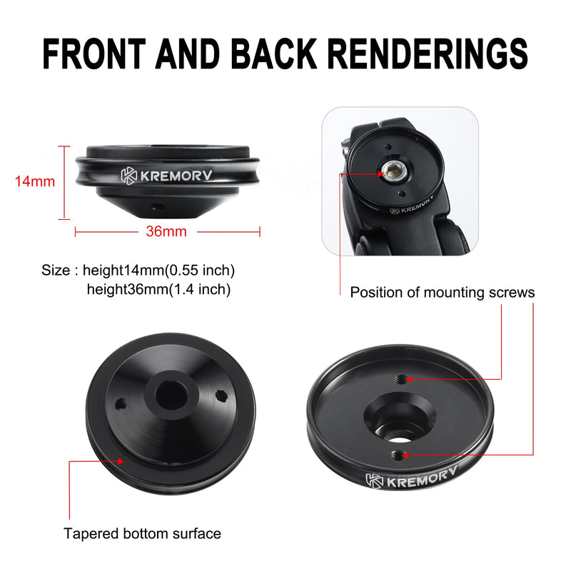 Bike Stem Top Cap Computer Mount Bicycle Stem Headset Mount for Garmin Edge Black