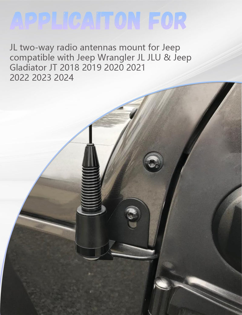 JL Radio Antenna Mount for Jeep, Gladiator Antenna Holder-Radio Antenna Mount-Driver Side CB Antenna Mount-Compatible with Jeep Wrangler JL JLU & JT 2018; 2019; 2020; 2021; 2022;2023; 2024