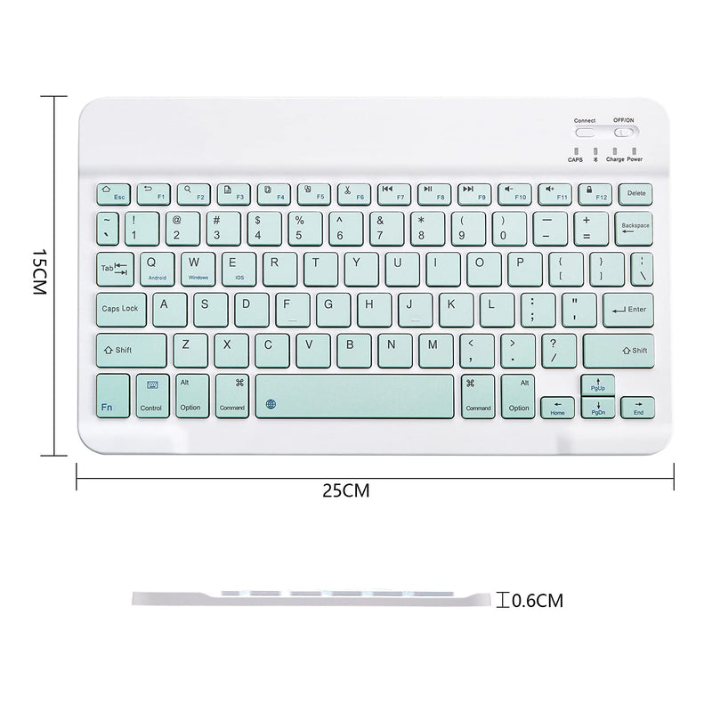 Ultra-Slim Bluetooth Keyboard Portable Mini Wireless Keyboard Rechargeable for Apple iPad iPhone Samsung Tablet Phone Smartphone iOS Android Windows (10 inch Light Green) 10 inch Light Green