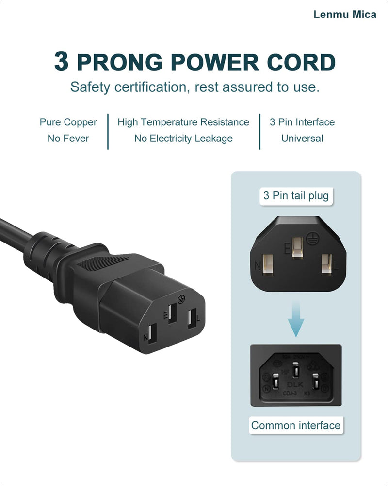 Amplifier Power Cord for ION Pathfinder 2 3 4 Speaker, ION Block Rocker iPA76C/A/S IPA23 Block Party & Live, Guitar Amp, Explorer Portable Speaker System, 18AWG 3-Prong Charger Cable Replacement 6 FT 6 Feet