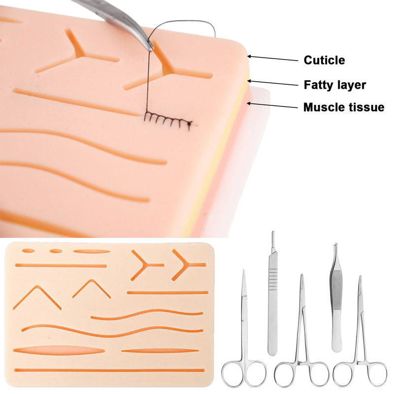 Surgical Suture Set: Suture Material Surgery, Suture Practice Kit, Silicone Sewing Pad with Tool Set, Wound Suture Exercise Set, Sewing Kit Medicine, Surgical Suture Set Wound Suture Exercise Set