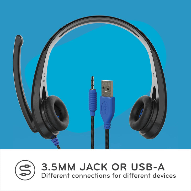 ThinkWrite Technologies / TWT Audio Ergo, TW120 | Premium On-Ear Wired Headset with Noise Reducing Microphone (USB-A Connection) USB-A