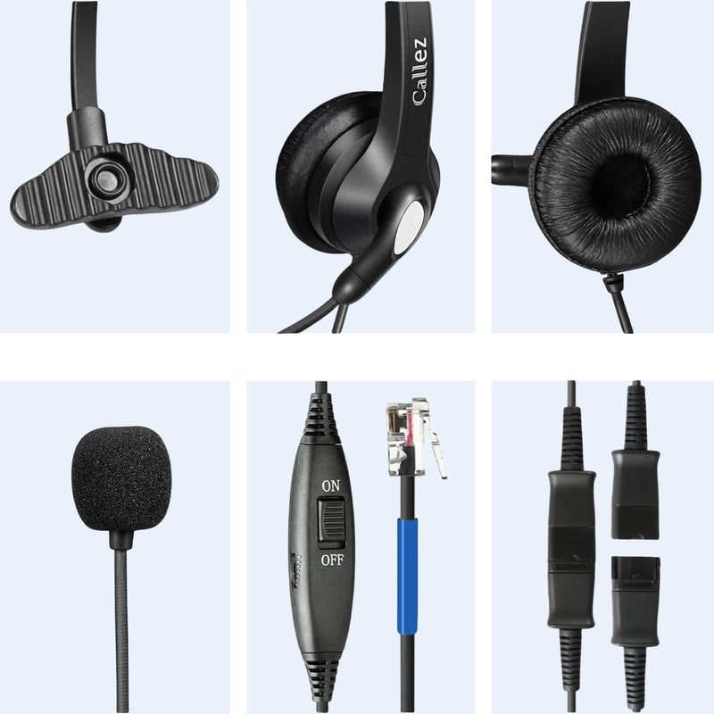 Callez Cisco Phone Headset with Mic Noise Cancelling, RJ9 Office Telephone Headset with Quick Disconnect Cord Compatible with Cisco IP Phone 7940 7942 7945 7960 7962 7965 7821 7841 8811 8841 8845 8851