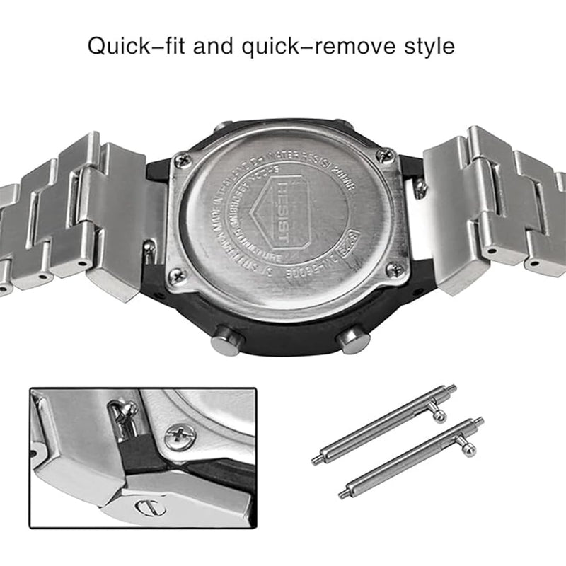 DW-5600 Mod Kit Stainless Steel Case Solid Metal Strap Bracelet for 5600 Series, 5610 Series, Watch Part Replacement Silver metal set