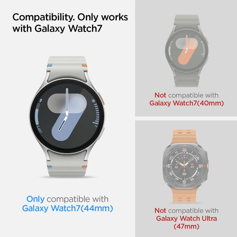 Spigen Tempered Glass Screen Protector [GlasTR EZ FIT] and Rugged Band Designed for Samsung Galaxy Watch 7 44mm