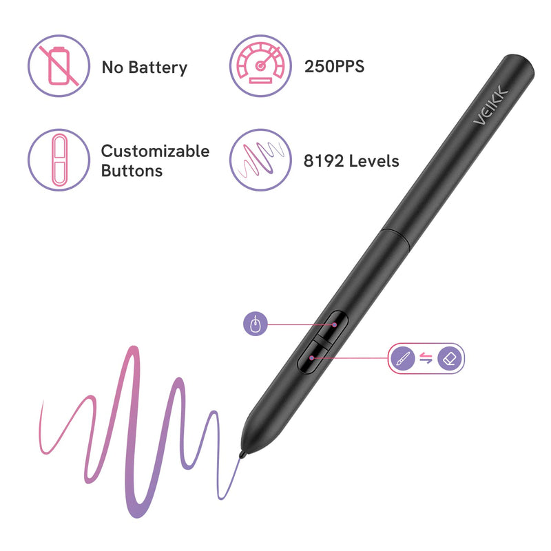VEIKK Drawing Tablet Computer Graphics Tablets, Digital Art Tablet Pad S640 6x4 inch, with 8192 Levels Battery-Free Stylus Pen for Computer/PC/Mac/Windows/Laptop/Android Phone,for Artists & Adult