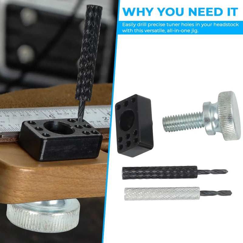 AUTOVIC Guitar Tuner Drill Jig for Pin-Mount 6-In-Line Machine Heads - Compatible with Fender Stratocaster/Telecaster & Squier Electric Guitars