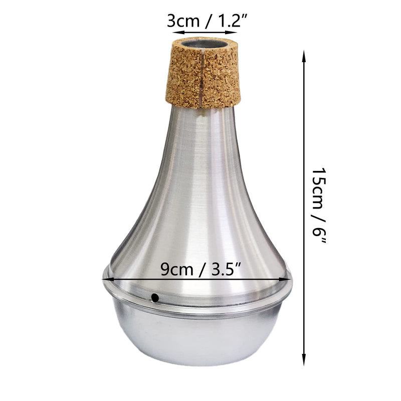 Practice Silencer Brass Trumpet Mute Aluminum Cork Musical Instrument Part (2Pcs (Mute+Silencer)) 2Pcs (Mute+Silencer)