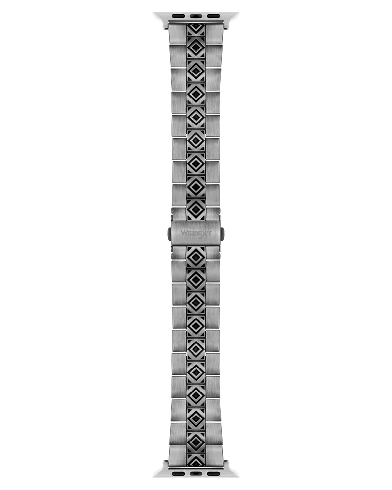 Wrangler® Silver Link Metal Band for Apple Watch®, Western Style, Unisex | Fits all Apple Watch® Series & Sizes, Adjustable Sizing - Fits Most Wrists, Silver-Tone Alloy Links, Dress or Casual Wear Frontier Links