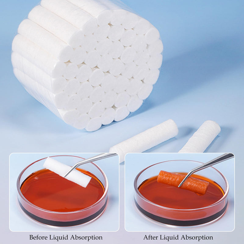 Cotton Wool Rolls, Pack of 200 Dental Cotton Rolls, Cotton Rolls for Dentist, Highly Absorbent Cotton, Dental Cotton Balls for Children and Adults