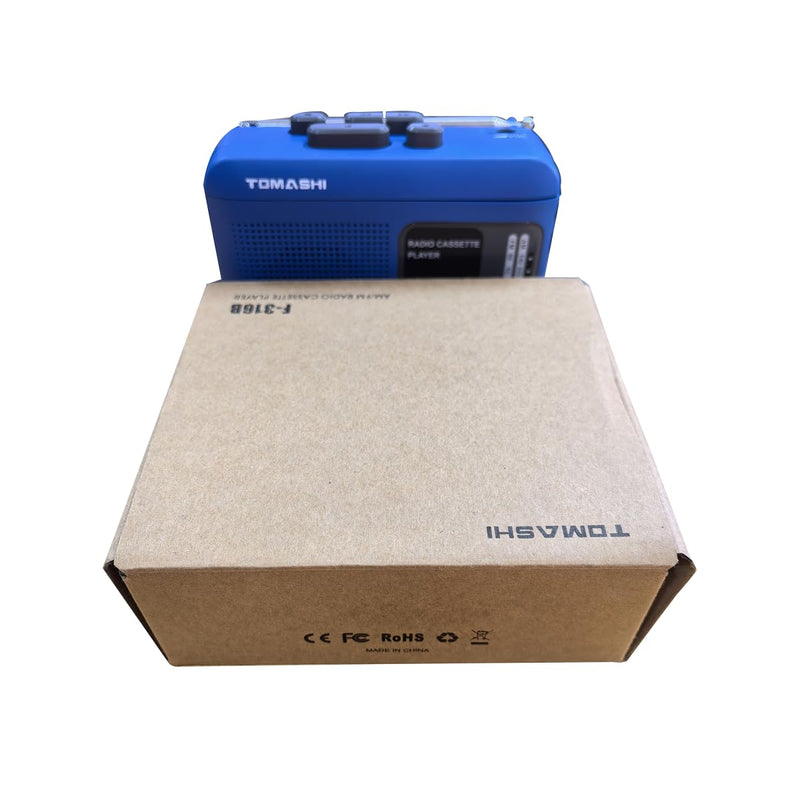 [AUSTRALIA] - Portable Cassette Tape Player Recorder with AM/FM Radio, Built-in Speaker & Microphone, 3.5mm Headphone Jack, Walkman Style, USB/Battery Powered, Retro Blue 