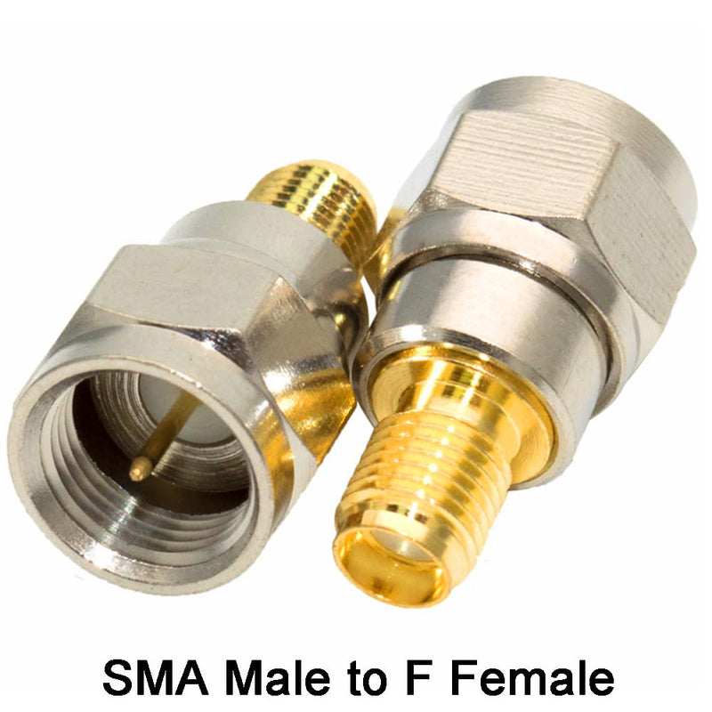Greluma 2 Sets 6pcs F Type to SMA Male Female Adapter Coaxial Female SMA F Kit