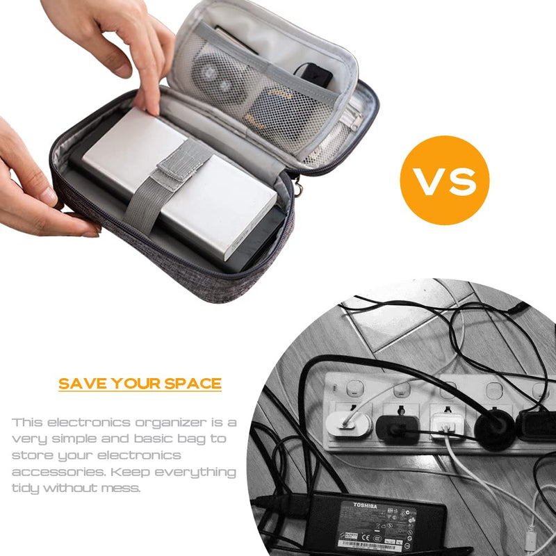 Electronic Organizer Bag Cable Organizer Travel Cord Organizer Case Pouch Portable Carrying Case for Charger Hard Drive Earphone USB SD Card (Black) Black