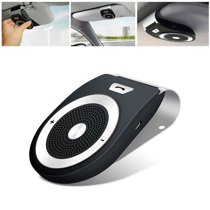Bluetooth Hands Free Cell Phone Car Kit, Motion Auto On, Wireless in-Car Speakerphone for Handsfree Talking, Voice Guidance, Support Siri Google Assistant Car Handsfree Speaker with Visor Clip