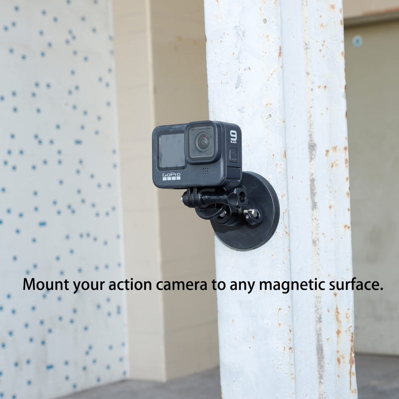 PellKing Magnet Camera Mount for GoPro Insta360 Akaso DJI Action,with Rotation Ball Head Super Strong Rubber Coating Neodymium Magnet for Car, Attaches to Steel or Other Magnetic Surfaces