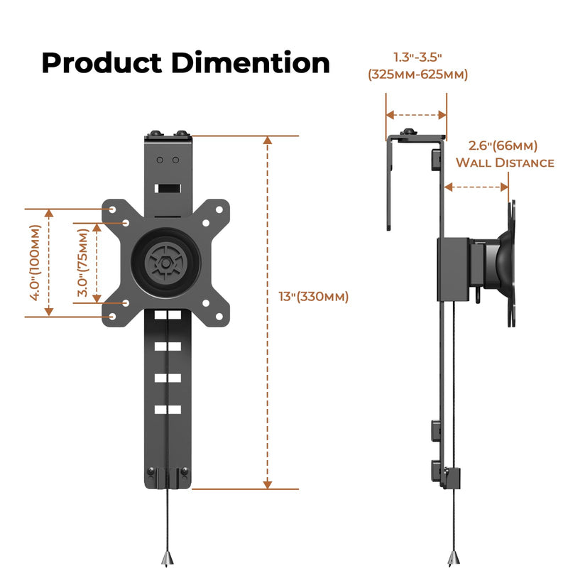 JOY worker Cubicle Monitor Mount, Angle & Height Adjustable Monitor Hanger | VESA 75*75/100*100mm, Fits 13-34 inch Monitors, Clamp Hook Top Holds Up to 17.6 lbs, for Office Use, Black