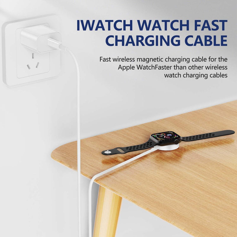 5W Fast Charger for Apple Watch Chargers with 20w Charger Block,USB C Magnetic for i-Watch Fast Charging Cable for Watch Series SE/8/7/6/5/4/3/2/1 Includes 38mm 40mm 42mm 44mm 45mm Size 3FT White-3in1