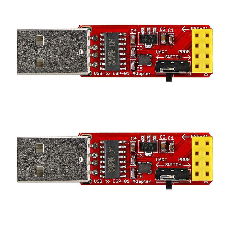 5pcs ESP8266 ESP-01S 4MB WiFi Wireless Serial Transceiver Module with 2pcs USB to ESP-01S Adapter Programmer CH340G UART PORG