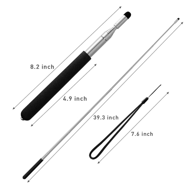 [AUSTRALIA] - Teachers Pointer Stick, Telescopic Teaching Pointer, Retractable Classroom Whiteboard Pointer Extendable for Teachers, Guides, Coach with A Lanyard & Felt Head, Extends to 39.4'' Black 