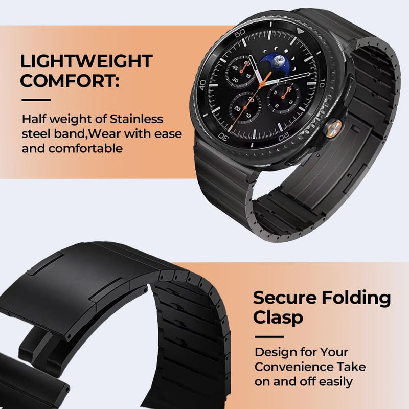 No Tool Needed Titanium Metal Bands Compatible with Samsung Galaxy Watch 9 8 40mm 44mm/8 Classic 46mm (2025), Titanium Strap Wristband Compatible with Galaxy Watch 9/8/8 Classic for Men black