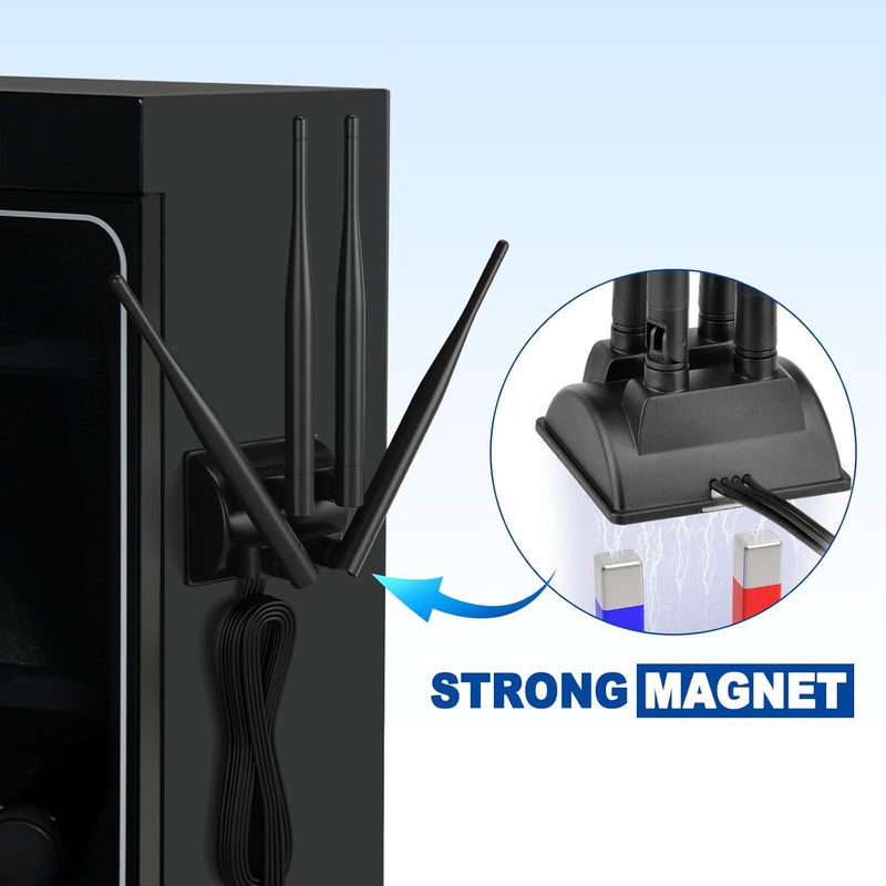 Eightwood 2.4GHz 5GHz Dual Band WiFi Antenna with 4 RP-SMA Male Connector | Magnetic Base, 6.5ft Cable, for PC Desktop Motherboard, PCIe Bluetooth Card, Wireless Router