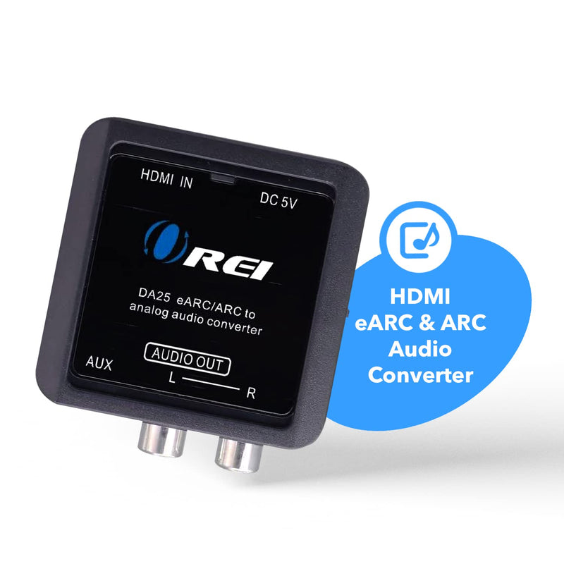 OREI HDMI (eARC & ARC) to RCA L/R Analog Audio Converter With 3.5mm Jack Support Headphone/Speaker Outputs - HDMI ARC to Analog Audio Converter. Premium Digital to Analog Converter