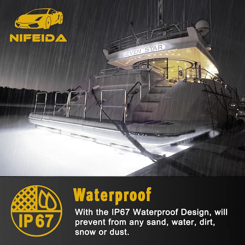 [AUSTRALIA] - nifeida 8" Clear Lens 18LED Waterproof Utility Strip Light Bar Surface Mount for 12V Marine Boat RV Interior Light Slim Line Pickup Truck Trailer Under Hood Lights Side Marker Lamp [Pack of 4] White 