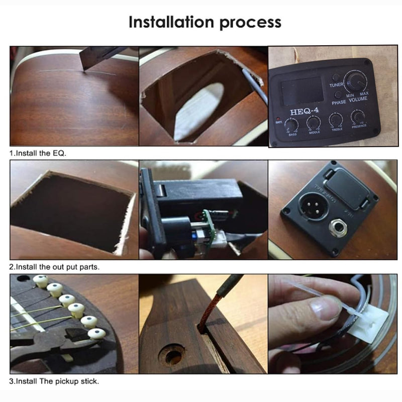 Acoustic 4 Band EQ Equalizer Guitar Preamp Piezo Pickup Tuner Acoustic Guitar Preamp Amplifier Equalizer Tuner (HEQ-4) HEQ-4