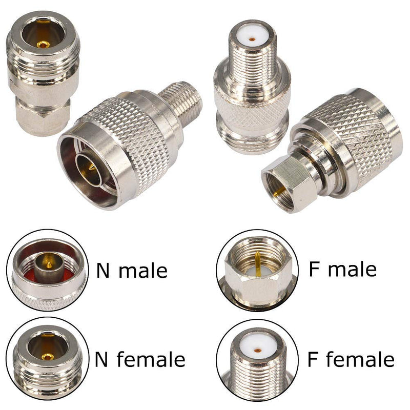 onelinkmore N to F Connect to Coax Cable N to F RF Coax Coaxial Adapter Kits N Male Female to F Male Female Straight Nickel-Plated TV Coax Adapter Connector Pack of 4
