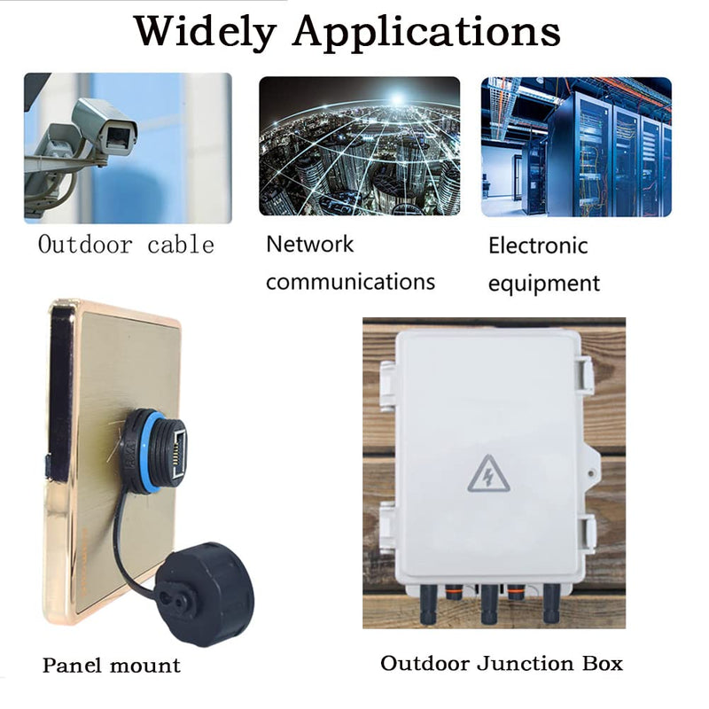 5PCS Shielded RJ45 CAT6 IP68 Waterproof Panel Mount Connector | Cat5/5e/6, 8P8C, Ethernet LAN Cable Extend Coupler, Female to Female, Outdoor Network Adapter, with Cap Cover