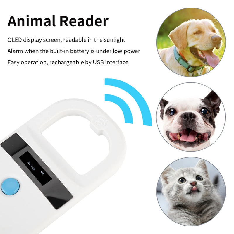 Dog Microchip Reader, Pet Microchip Scanner with OLED Display Screen, Pet Chip ID Scanner Supports FDX-B (ISO11784/11785) and EMID Microchips, for Animal Management